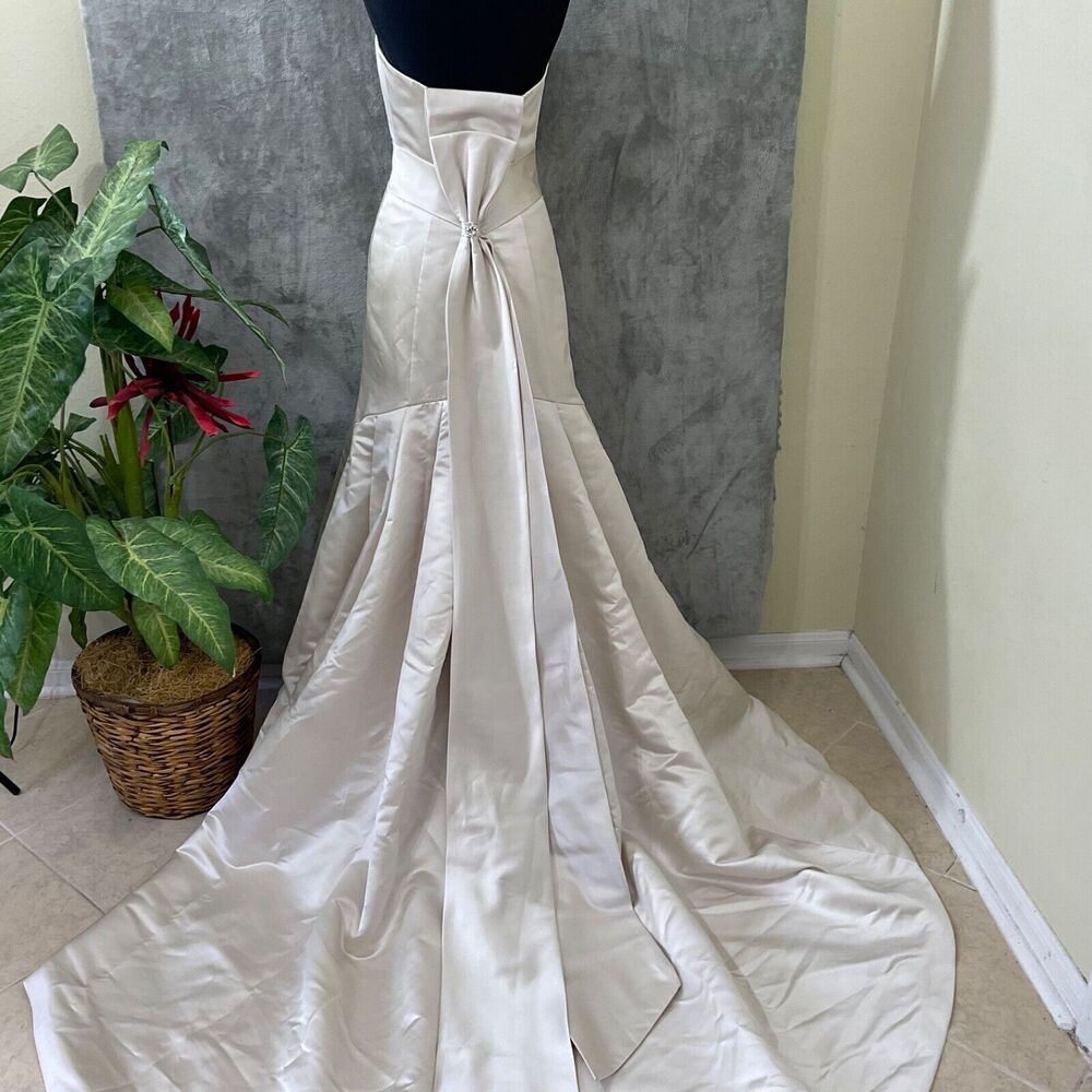 CASABLANCA 1910 SZ 10 BEADED Rhinestones WEDDING DRESS strapless GOWN TRAIN